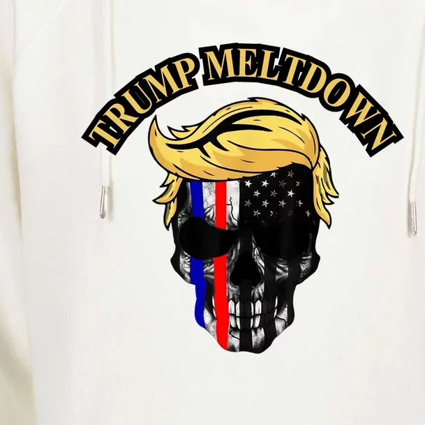 Trump Meltdown Notebook Skull Funny Gift For President Of Usa 2024 Womens Funnel Neck Pullover Hood