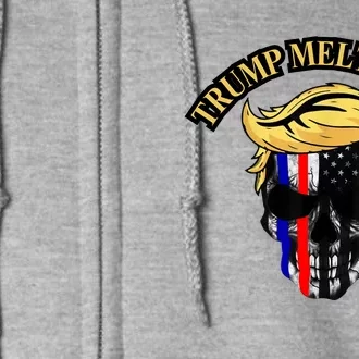 Trump Meltdown Notebook Skull Funny Gift For President Of Usa 2024 Full Zip Hoodie