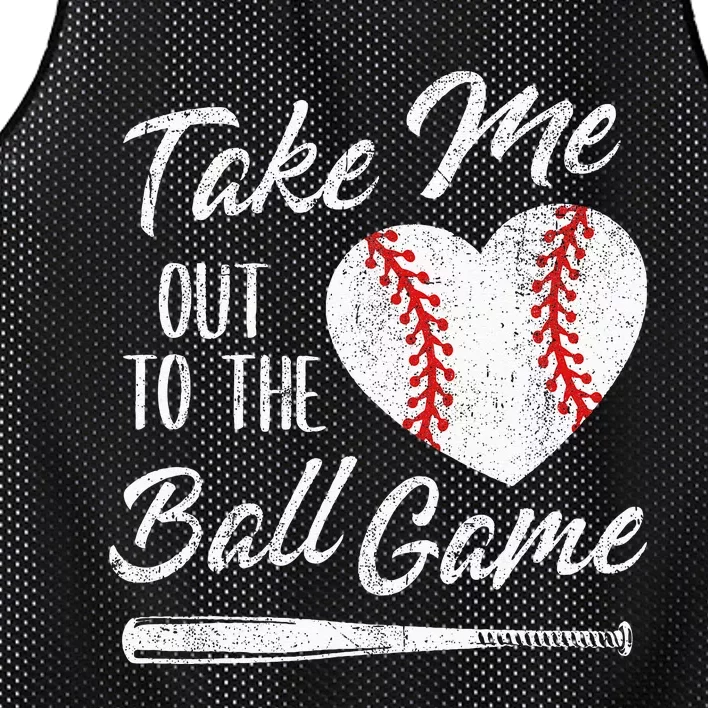 Take Me Out To The Ball Game Baseball Heart Cute Mothers Day Mesh Reversible Basketball Jersey Tank