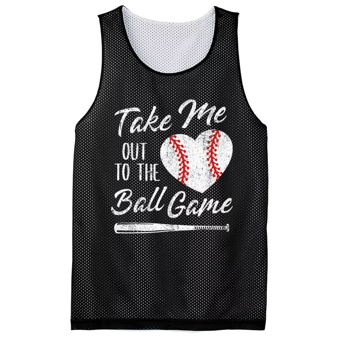 Take Me Out To The Ball Game Baseball Heart Cute Mothers Day Mesh Reversible Basketball Jersey Tank