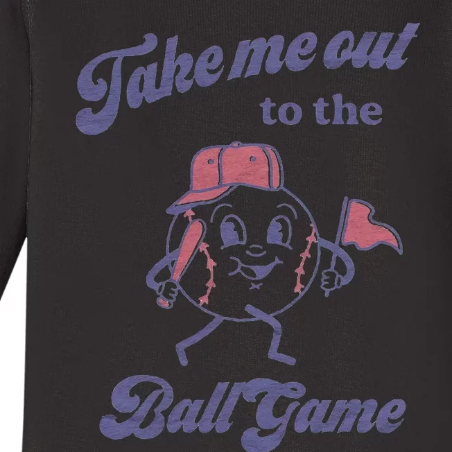 Take Me Out To The Ball Game Baseball Softball Sweat Baby Long Sleeve Bodysuit