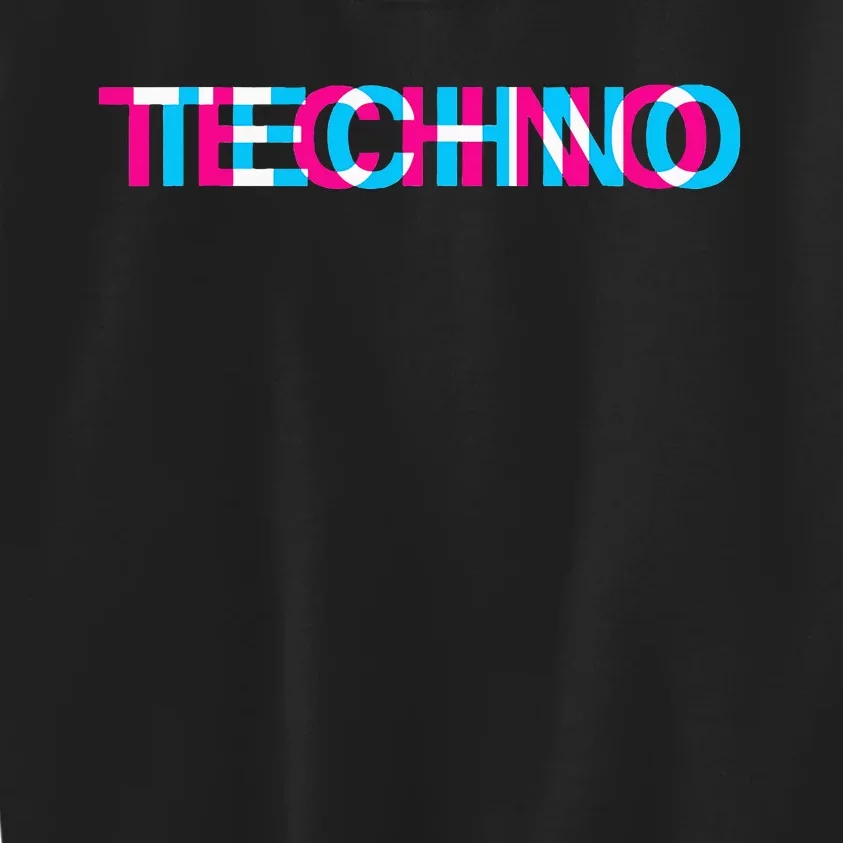 Techno Music Optical Illusion Glitch Trippy Edm Rave Kids Sweatshirt