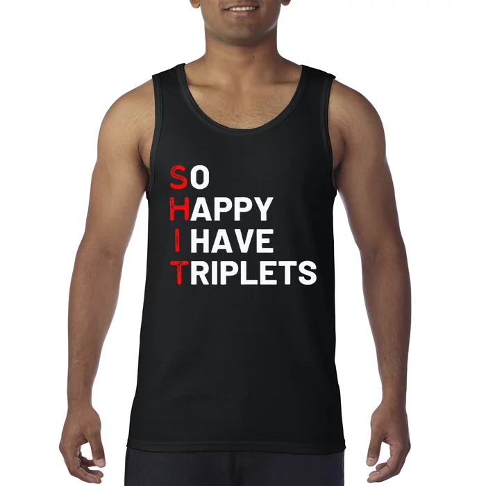 Triplet Mom Of Triplets Funny Triplet Mama Triplet Dad Tank Top