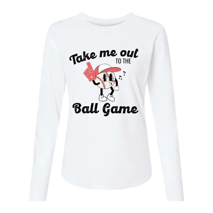 Take Me Out To The Ball Game Baseball Player Fans Lover Womens Cotton Relaxed Long Sleeve T-Shirt