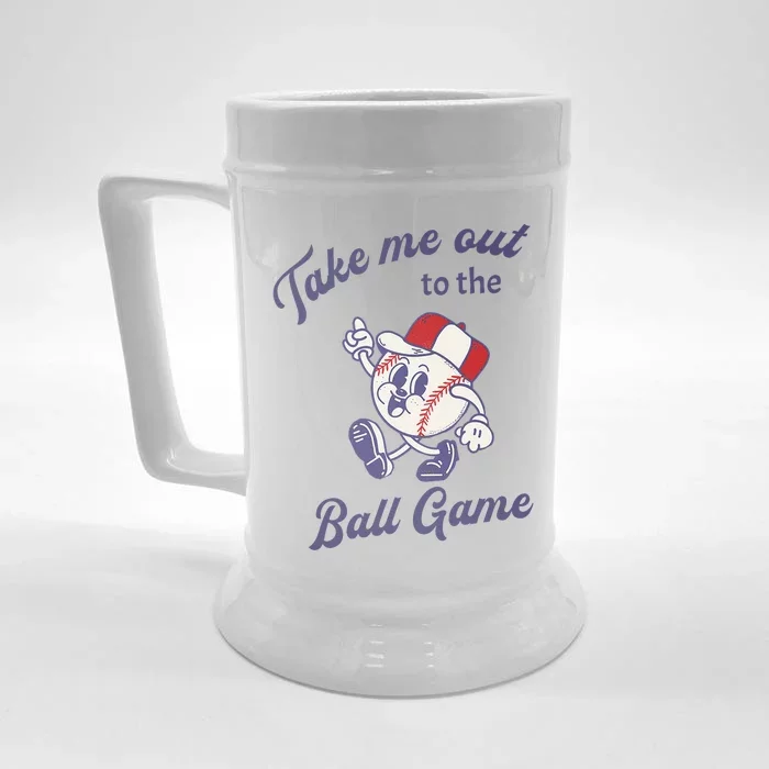 Take Me Out To The Baseball Ball Game Softball Vintage Front & Back Beer Stein