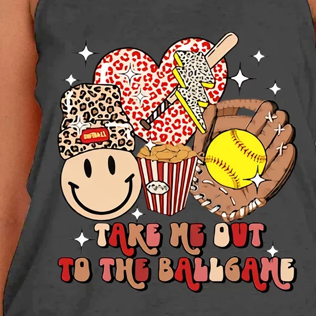 Take Me Out To The Ballgame Game Day Football Season Football Team Women's Knotted Racerback Tank