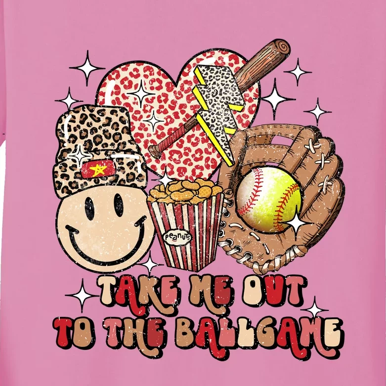 Take Me Out To The Ball Game Softball Player Fans Lover Kids Long Sleeve Shirt