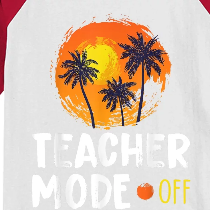 Teacher Mode Off Happy Last Day Of School Summer Break Funny Kids Colorblock Raglan Jersey