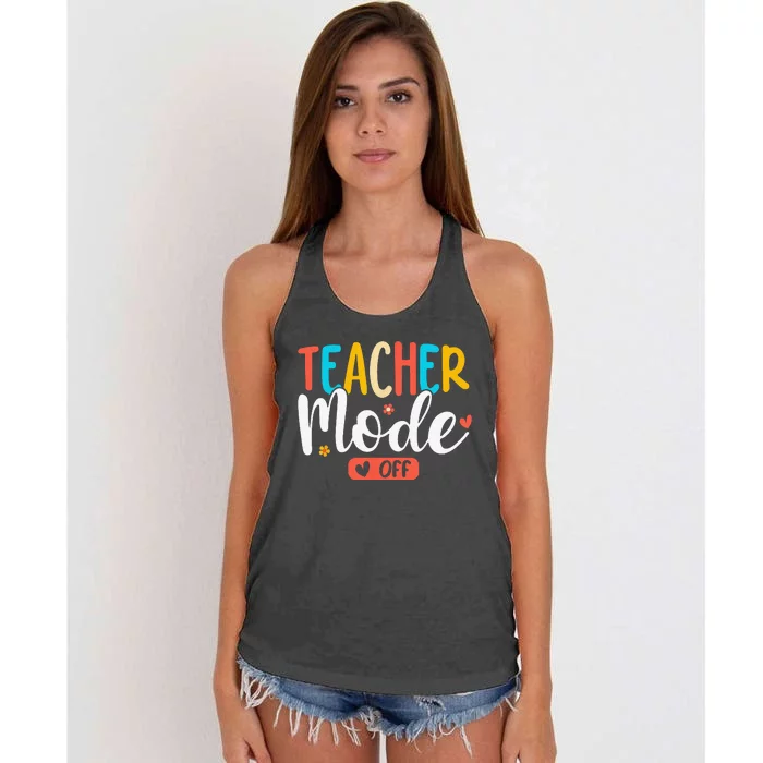 Teacher Mode Off Summer Last Day of School Funny Women's Knotted Racerback Tank