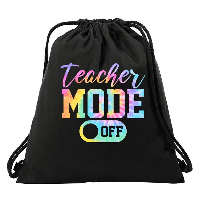 Teacher Mode Off Colorful Retro Drawstring Bag