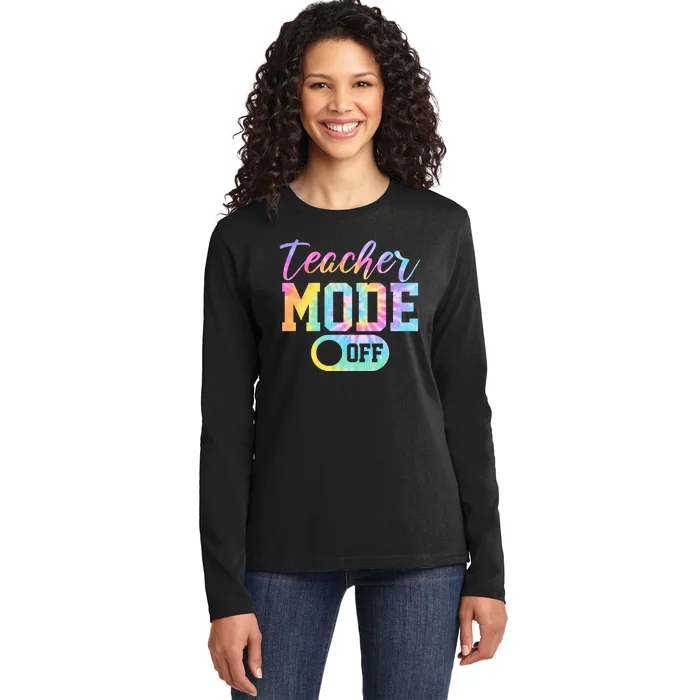 Teacher Mode Off Colorful Retro Ladies Long Sleeve Shirt