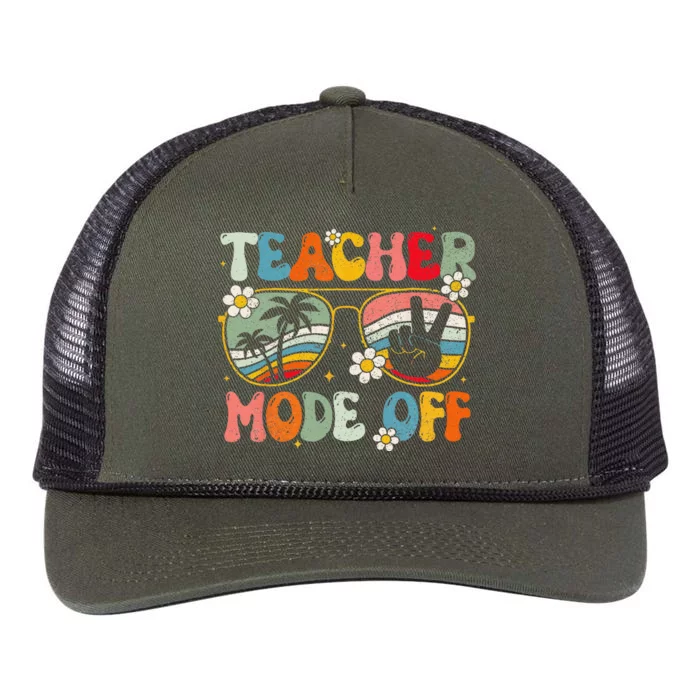 Teacher Mode Off Happy Last Day Of School Summer Break Retro Rope Trucker Hat Cap