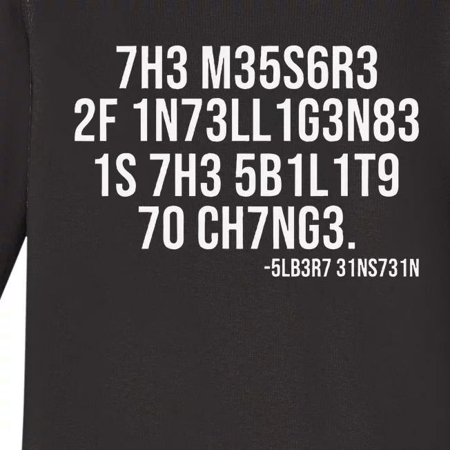 The Measure Of Intelligence Coded Motivational Science Quote Baby Long Sleeve Bodysuit