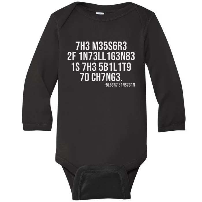 The Measure Of Intelligence Coded Motivational Science Quote Baby Long Sleeve Bodysuit