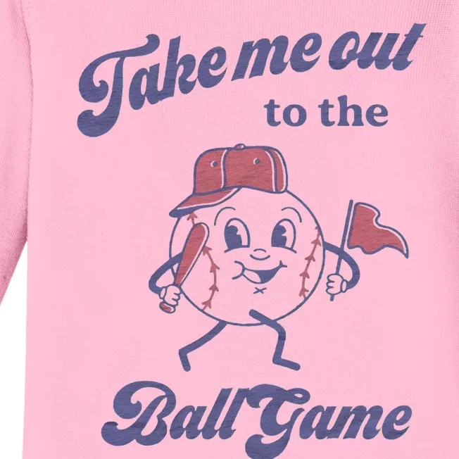 Take Me Out To The Ball Game Baseball Softball Baby Long Sleeve Bodysuit