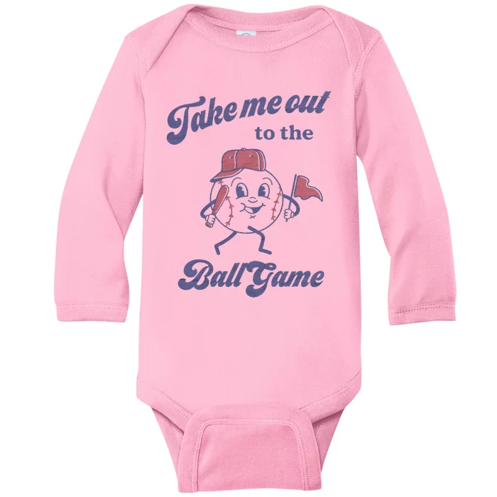 Take Me Out To The Ball Game Baseball Softball Baby Long Sleeve Bodysuit