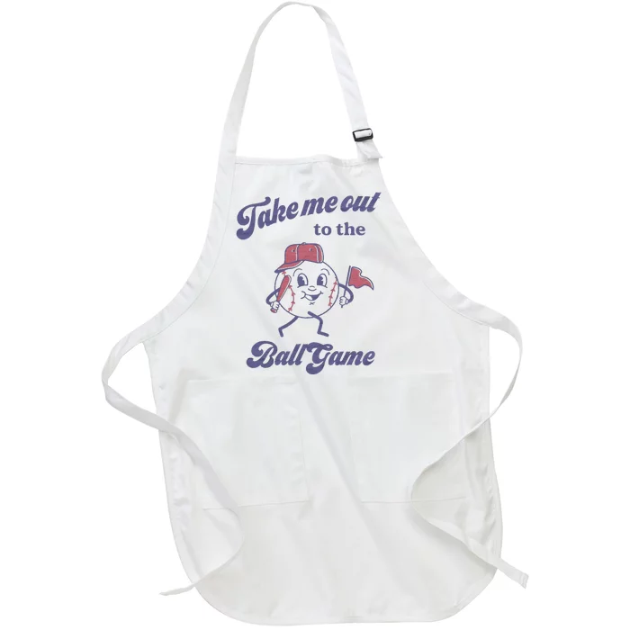 Take Me Out To The Ball Game Baseball Softball Full-Length Apron With Pocket