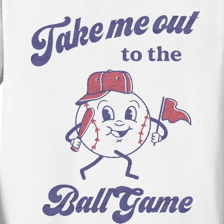 Take Me Out To The Ball Game Baseball Softball Kids Long Sleeve Shirt