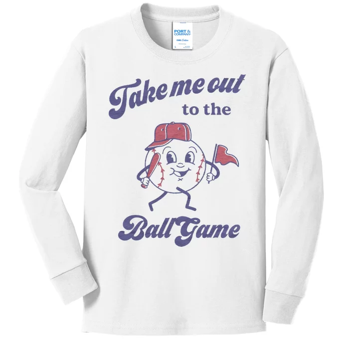 Take Me Out To The Ball Game Baseball Softball Kids Long Sleeve Shirt