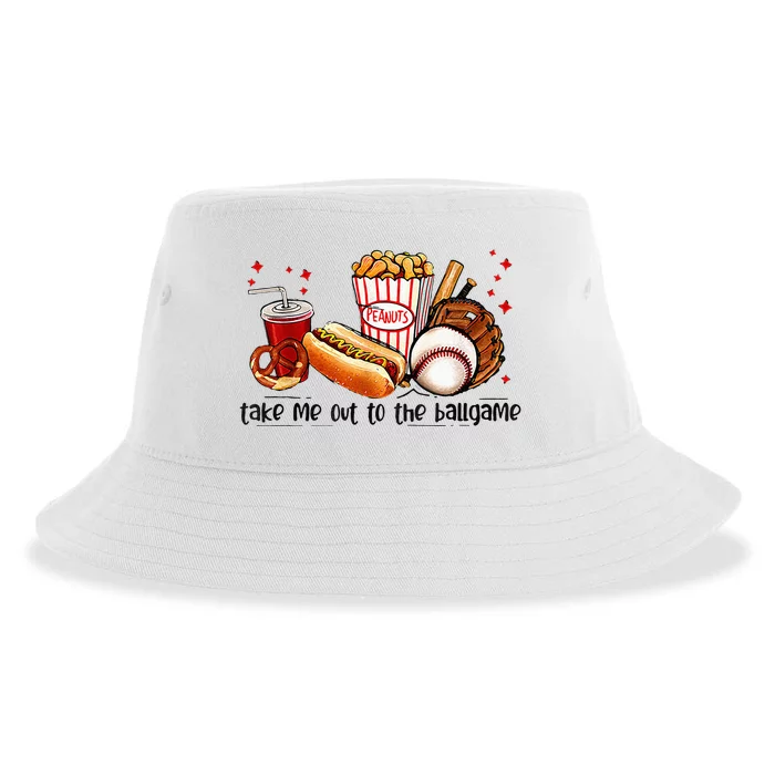 Take Me Out To The Ball Game Baseball Player Fans Lover Sustainable Bucket Hat