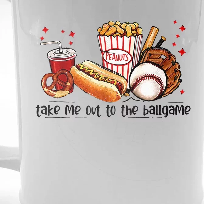 Take Me Out To The Ball Game Baseball Player Fans Lover Front & Back Beer Stein