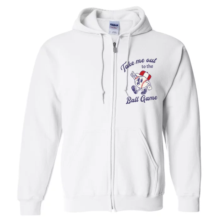 Take Me Out To The Baseball Ball Game Softball Vintage Full Zip Hoodie