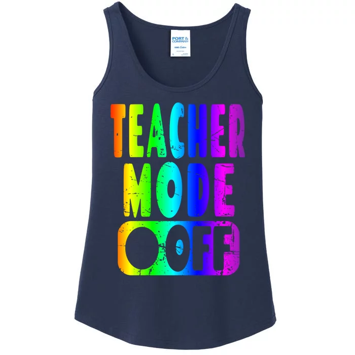 Teacher Mode Off - School Summer Vacation Break Rainbow Ladies Essential Tank