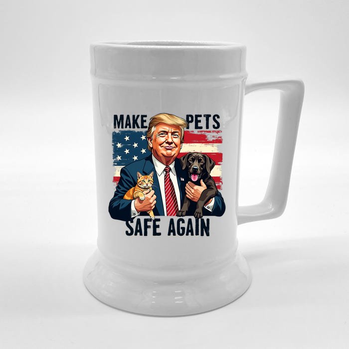 Trump Make Pets Safe Again Funny Save Our Pets Vote Trump Front & Back Beer Stein