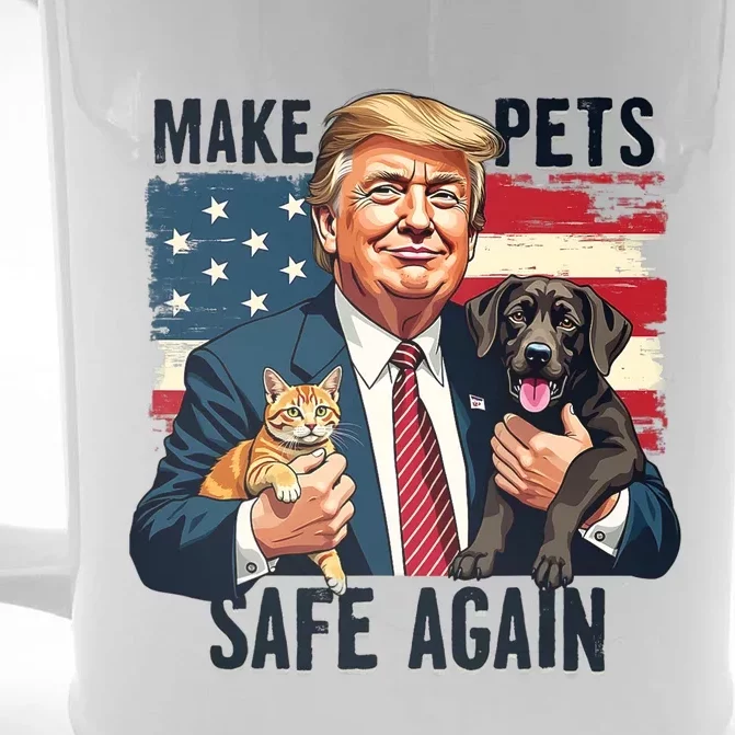 Trump Make Pets Safe Again Funny Save Our Pets Vote Trump Front & Back Beer Stein