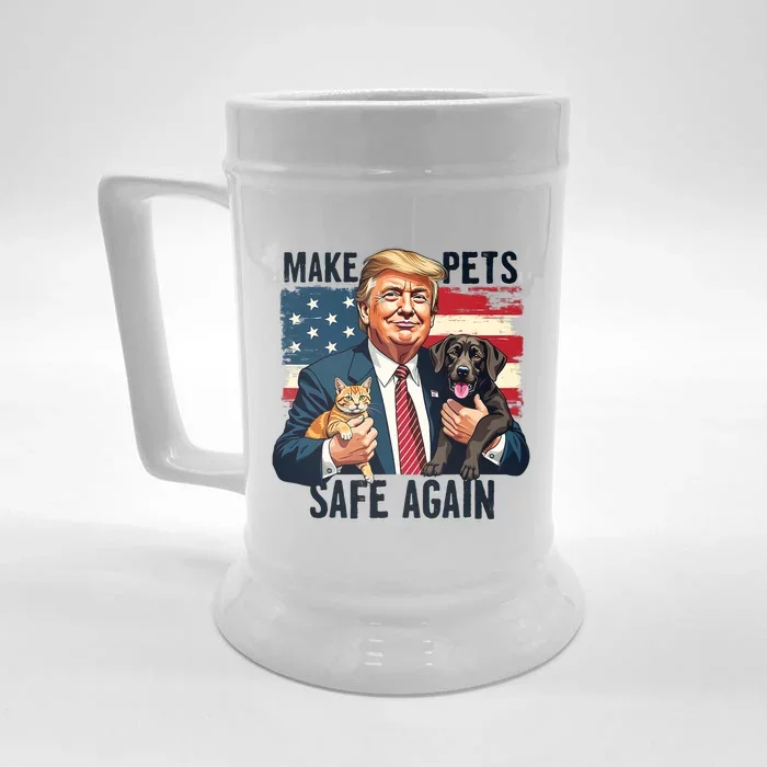 Trump Make Pets Safe Again Funny Save Our Pets Vote Trump Front & Back Beer Stein