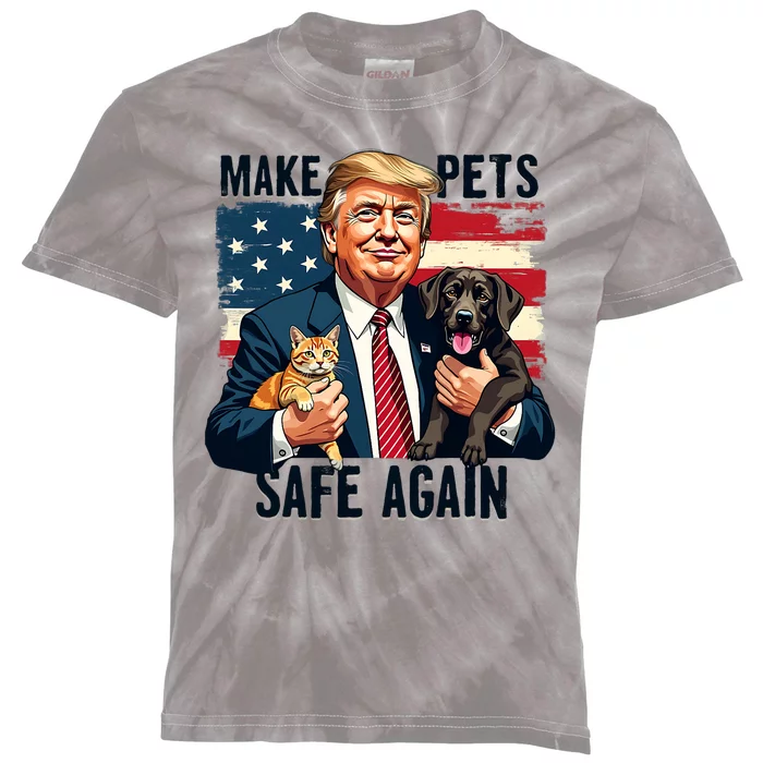 Trump Make Pets Safe Again Funny Save Our Pets Vote Trump Kids Tie-Dye T-Shirt