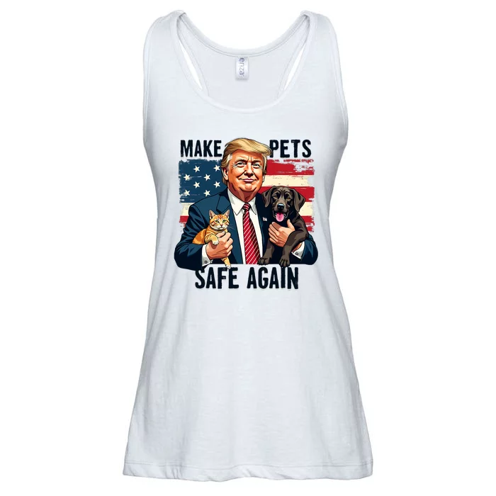 Trump Make Pets Safe Again Funny Save Our Pets Vote Trump Ladies Essential Flowy Tank