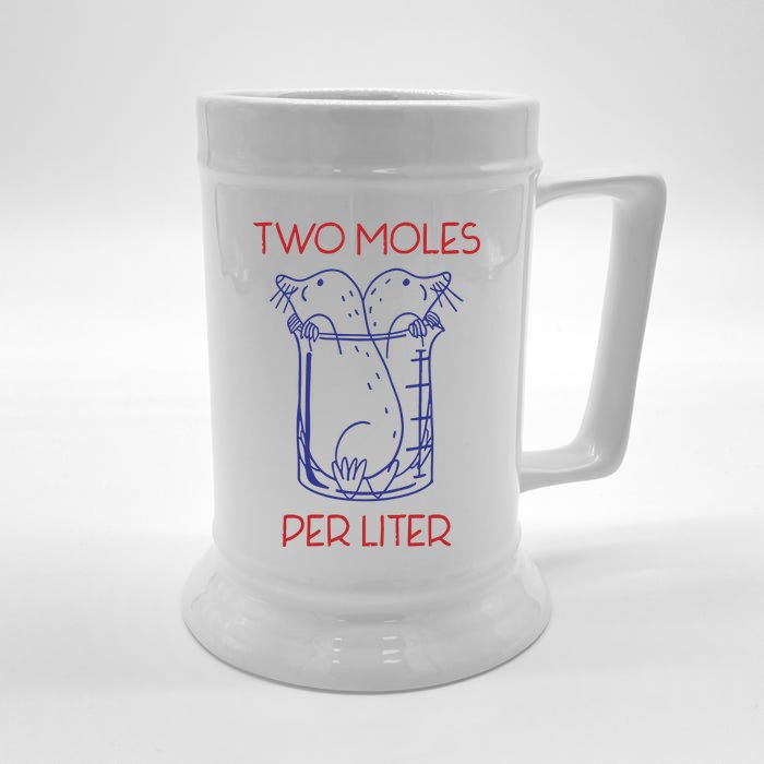 Two Moles Per Liter Funny Chemistry Science AvogadroS Day Meme Front & Back Beer Stein