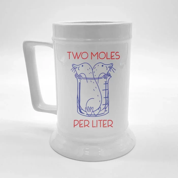 Two Moles Per Liter Funny Chemistry Science AvogadroS Day Meme Front & Back Beer Stein