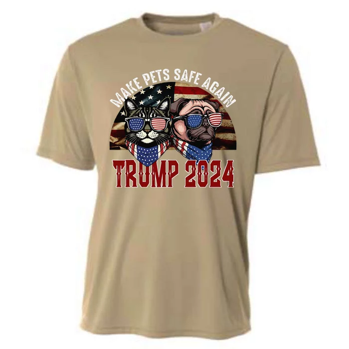 Trump Make Pets Safe Again Funny Save Our Pets Vote Trump Gift Cooling Performance Crew T-Shirt