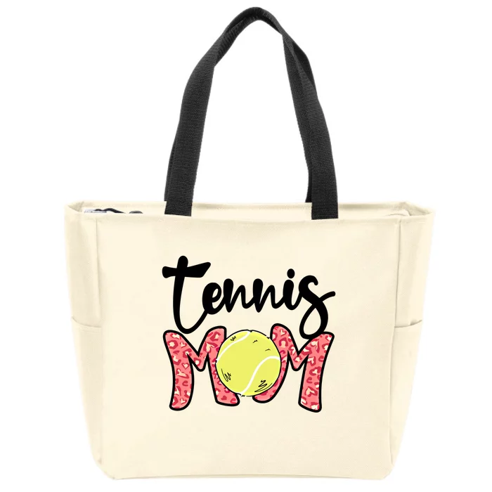 Tennis Mom Pink Leopard Tennis Mama Mothers Day Tennis Mom Gift Zip Tote Bag