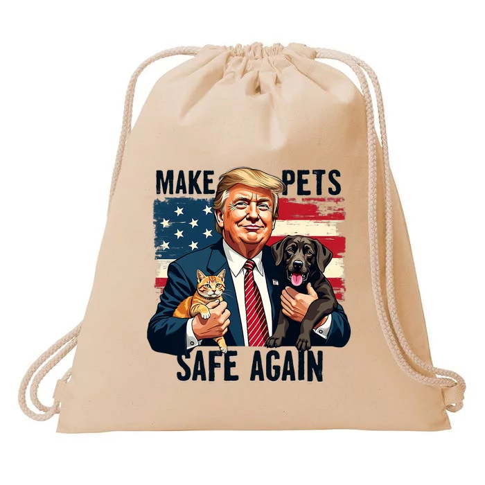 Trump Make Pets Safe Again Funny Save Our Pets Vote Trump Vance 2024 Drawstring Bag