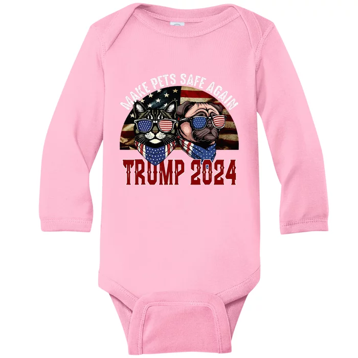 Trump Make Pets Safe Again Save Our Pets Vote Trump Baby Long Sleeve Bodysuit