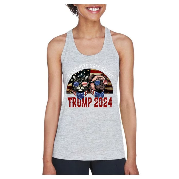 Trump Make Pets Safe Again Save Our Pets Vote Trump Women's Racerback Tank