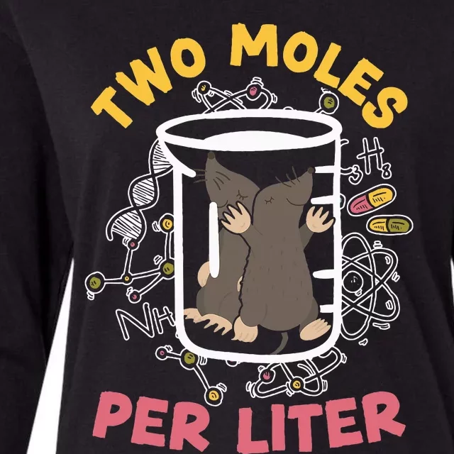 Two Moles Per Liter Science Lover Chemistry Mammal Mole Womens Cotton Relaxed Long Sleeve T-Shirt