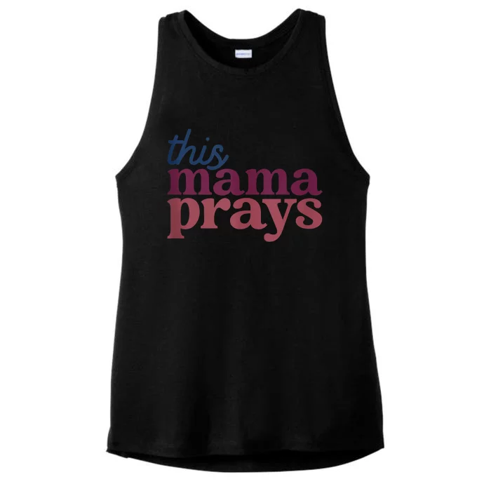 This Mama Prays Christian Mommy Faith Mothers Day Ladies Tri-Blend Wicking Tank