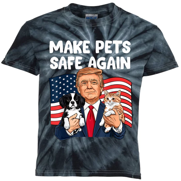 Trump Make Pets Safe Again Funny Save Our Pets Vote Trump Kids Tie-Dye T-Shirt