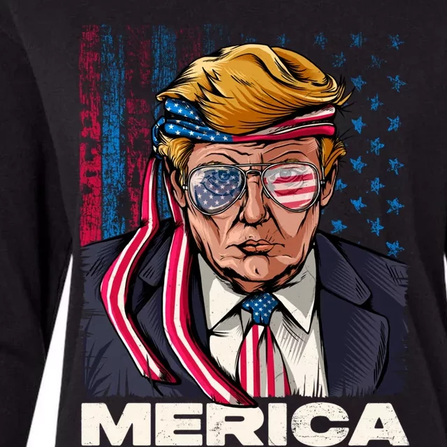 Trump Merica Patriotic 4th Of July Usa Support Trump 2024 Cool Gift Womens Cotton Relaxed Long Sleeve T-Shirt