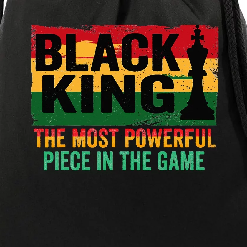 The Most Powerful Piece In The Game Black King Drawstring Bag