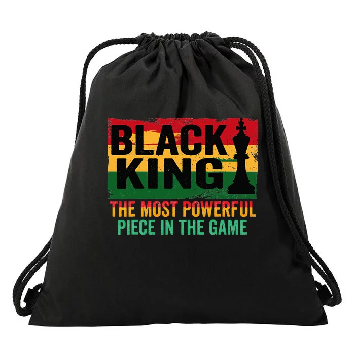 The Most Powerful Piece In The Game Black King Drawstring Bag