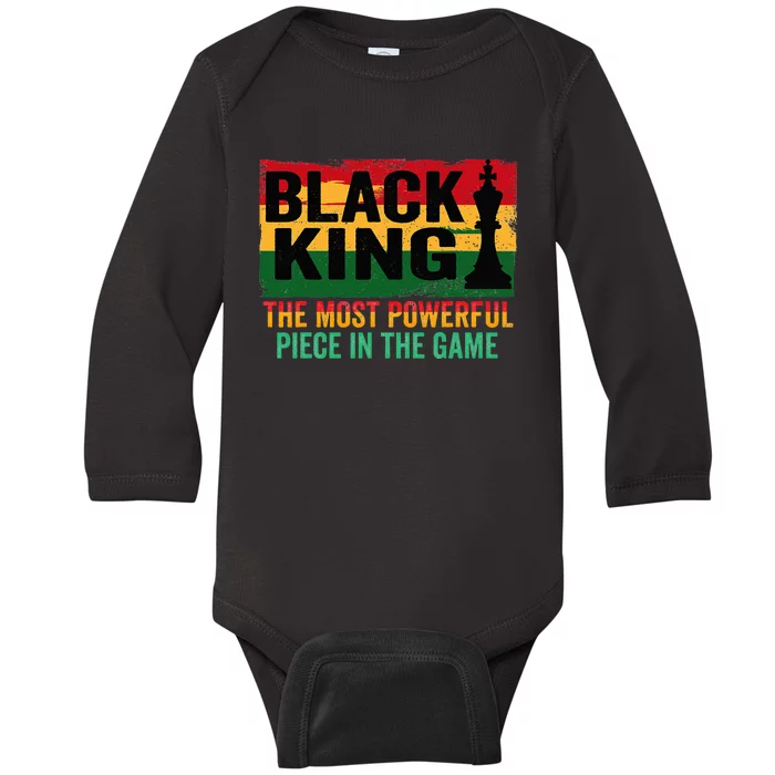 The Most Powerful Piece In The Game Black King Baby Long Sleeve Bodysuit