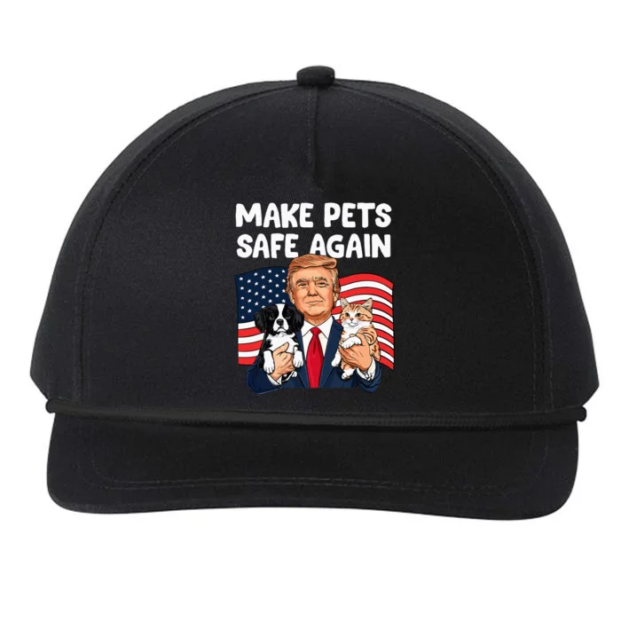 Trump Make Pets Safe Again Funny Save Our Pets Vote Trump Snapback Five-Panel Rope Hat