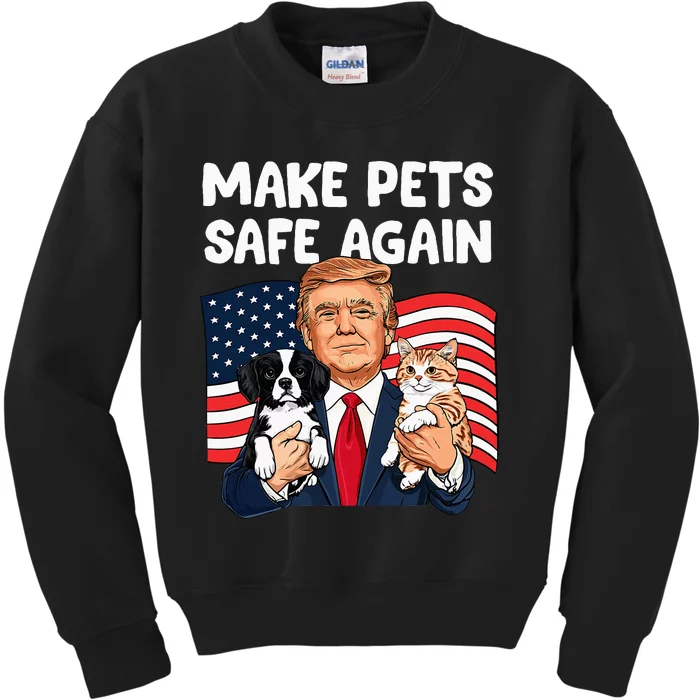 Trump Make Pets Safe Again Funny Save Our Pets Vote Trump Kids Sweatshirt