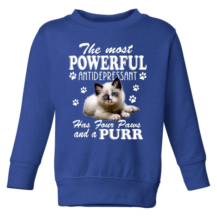 The Most Powerful Antidepressant Has Four Paws And A Purr Cute Gift Toddler Sweatshirt