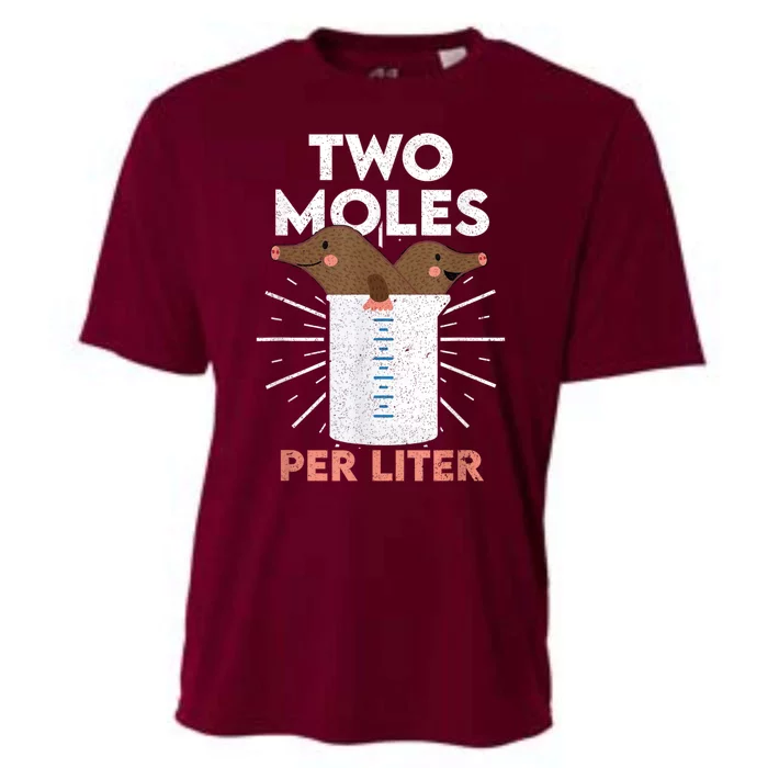 Two Moles Per Liter Funny Chemistry Science Tee Cooling Performance Crew T-Shirt